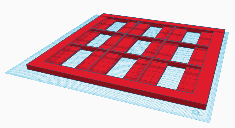 Il modello CAD del supporto piano per la matrice 3x3 di pannelli.